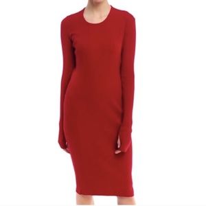 NWT Helmut Lang Ribbed Long Sleeve Dress Red M